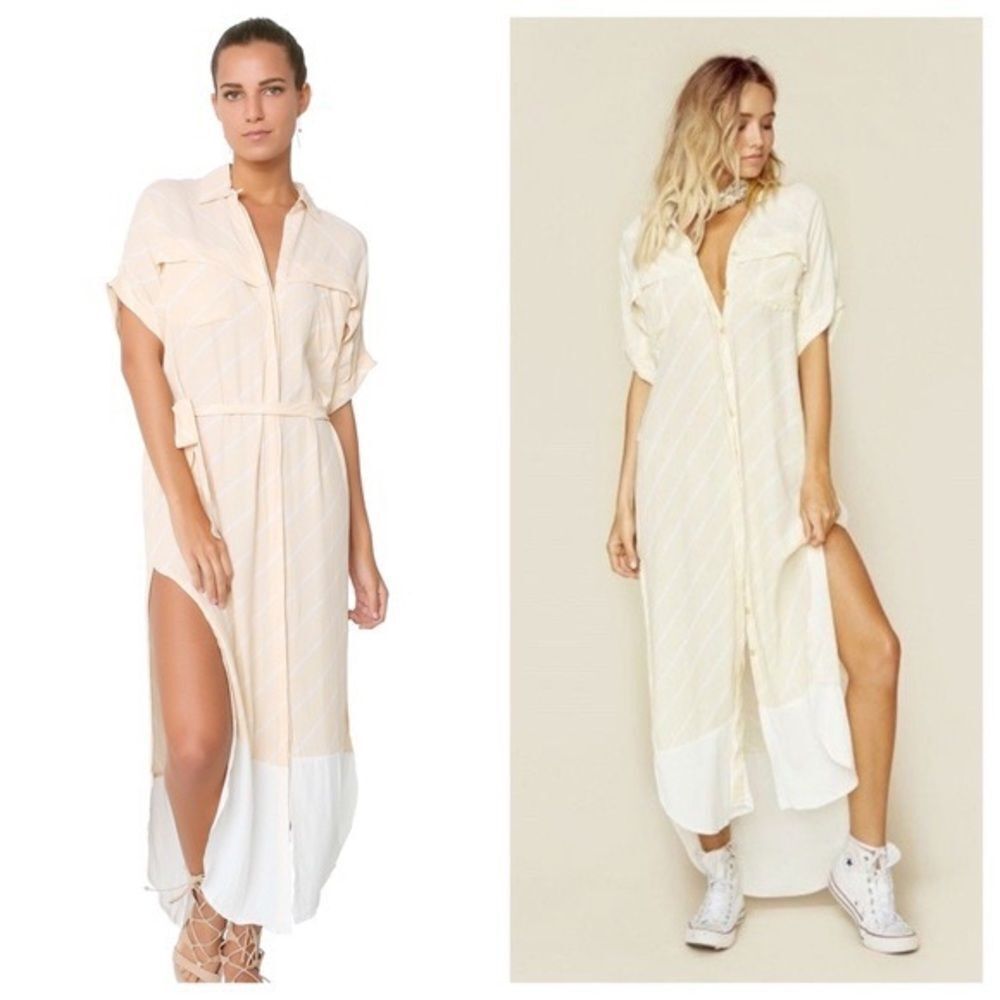 Faithfull the Brand Cream High-Low Maxi Sundress